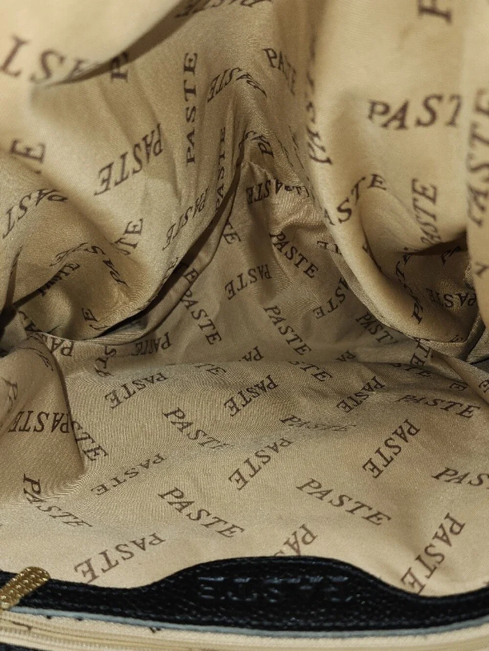 Paste Black Leather Structured Tote Bag with Gold Hardware
